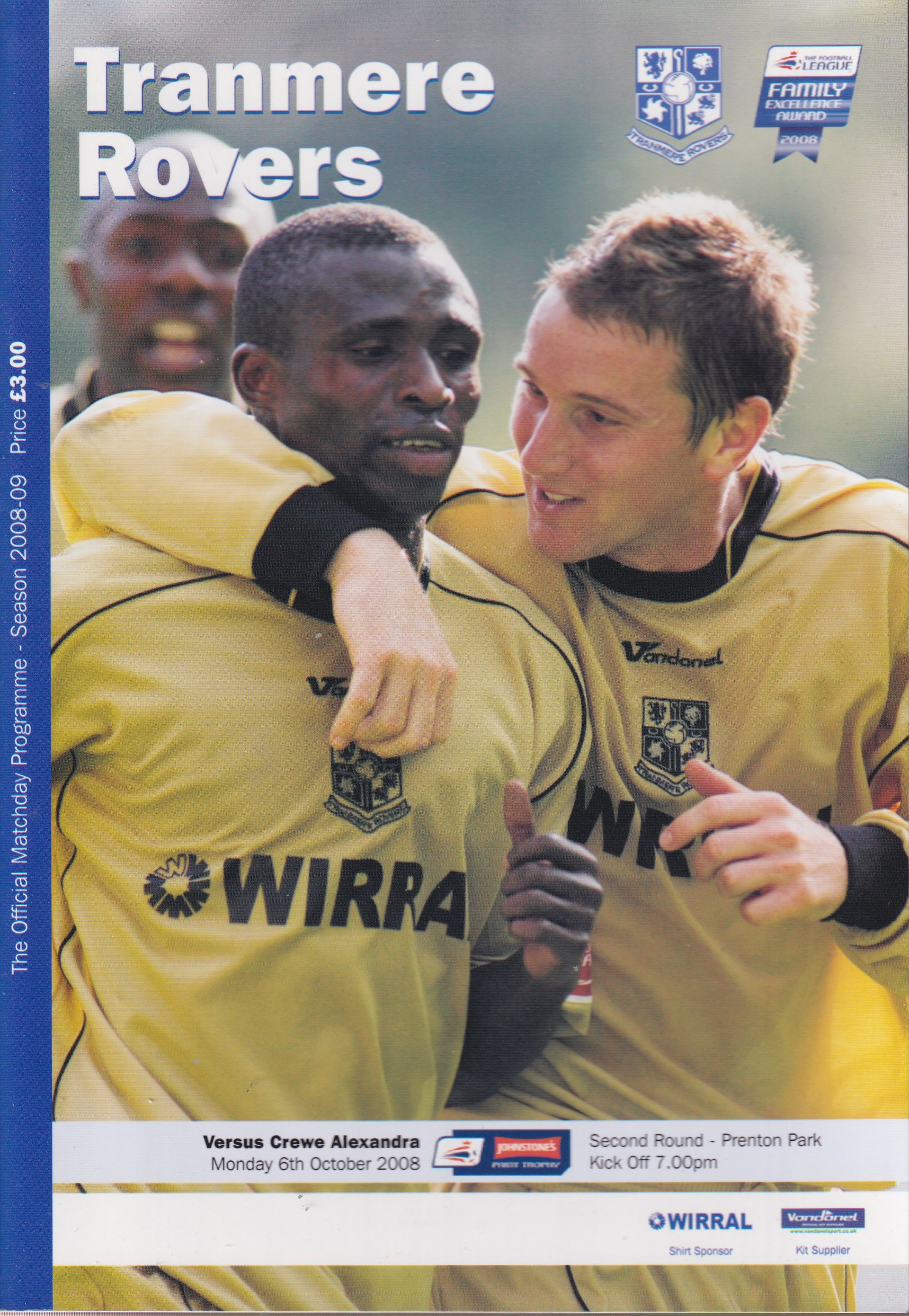 Tranmere Rovers v Crewe Alexandra match programme